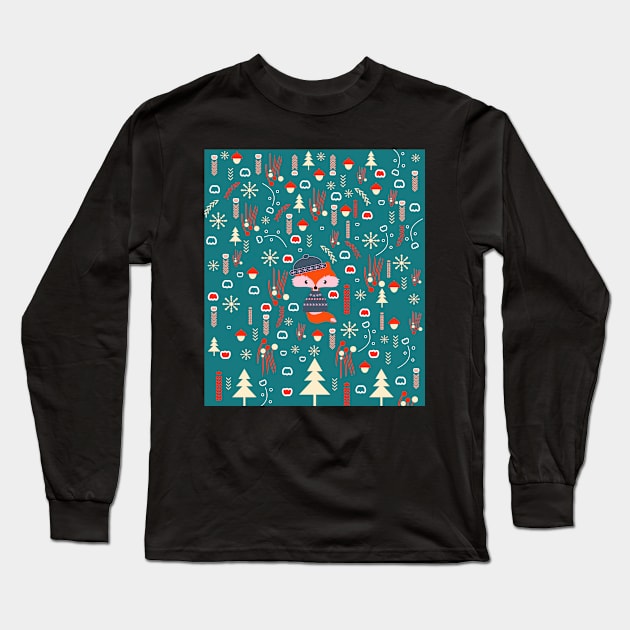 Cute fox waiting for Christmas Long Sleeve T-Shirt by cocodes